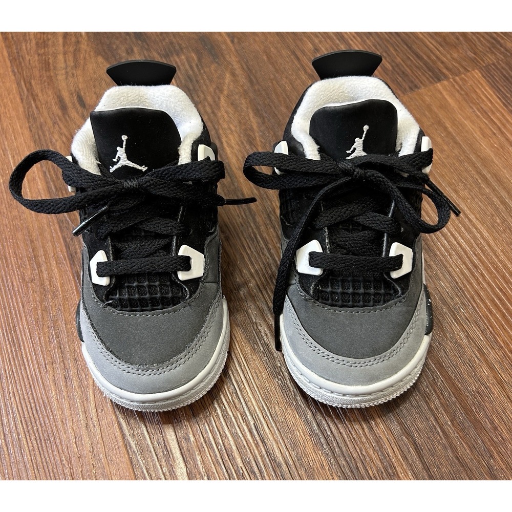 Nike Air Jordan 4 Retro Toddler Size 6C Toddler White Thunder Black FV4538-002 - Picture 2 of 13